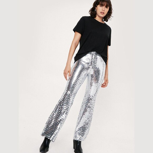 Nasty Gal Pants - NWT Nasty Gal 70s Sequin Disco Flare Pants